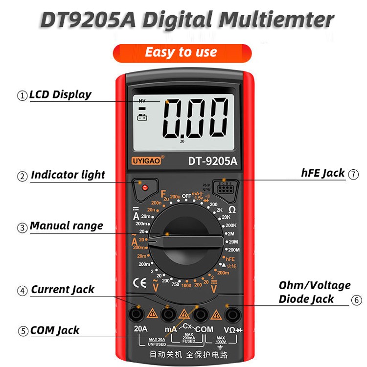 digital multimeter dt9205a