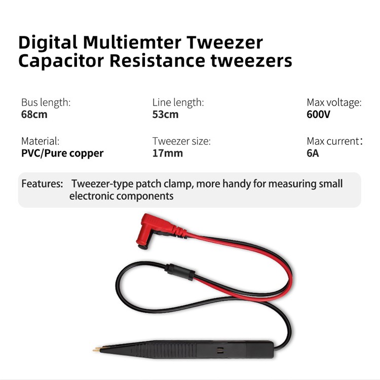 SMT Chip Test Clip Lead Probe Multimeter Tweezer SMD IC Diode Capacitor Resistance Tweezer 