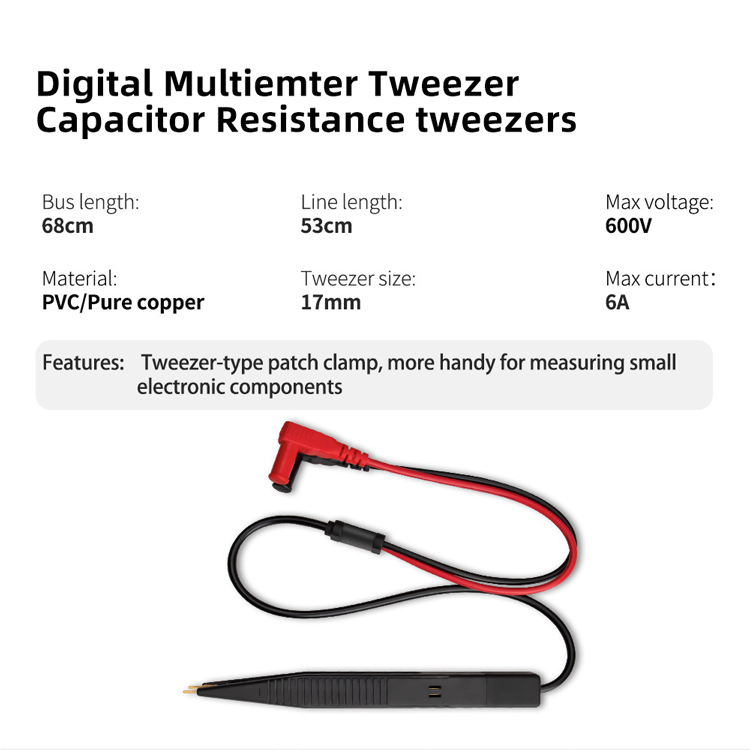 SMD SMT Chip Test Lead Probe Multimeter Meter Tweezer Capacitor Resistance 